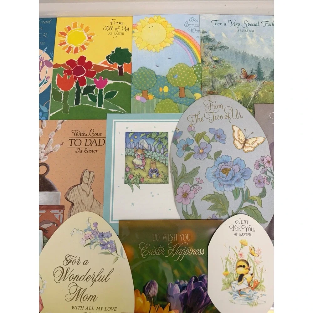 Vintage Easter Greeting Cards Fronts ONLY Scrapbooking Crafts Lot of 50+ Bunnies